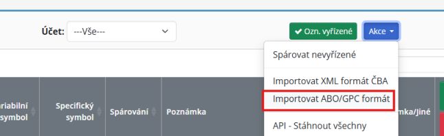 Novinka v modulu Bankovní výpisy – rozšíření o ABO/GPC formát