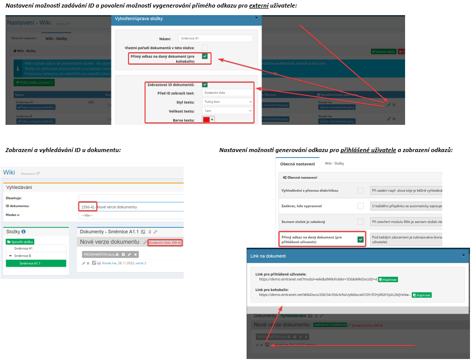 Novinky v modulu Wiki – možnost zadávání ID u dokumentů a vytváření odkazů na dokument