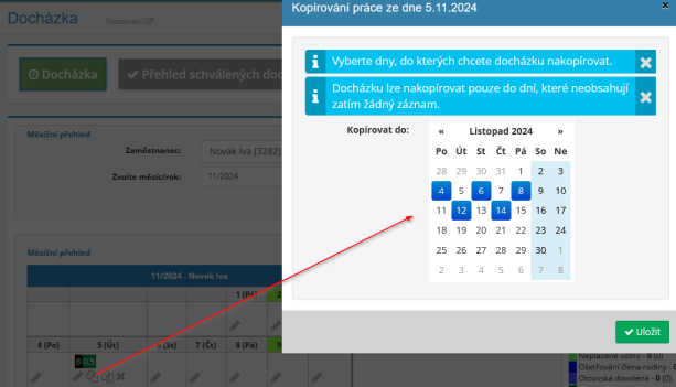 Novinka v modulu Docházka – snazší způsob kopírování docházky