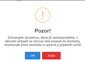 Zpětné schvalování dovolené – pokyny pro správný zápis