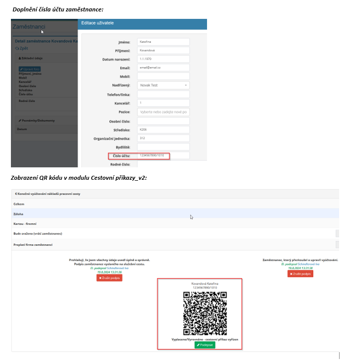 Novinka v modulu Cestovní příkazy_v2 – generování QR kódu pro proplacení cestovních náhrad zaměstnanci