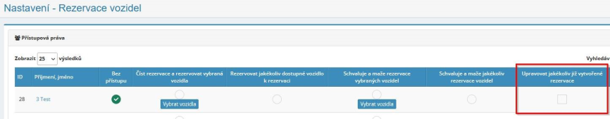 Novinka v modulu rezervace vozidel – právo pro úpravy jakékoliv již vytvořené rezervace