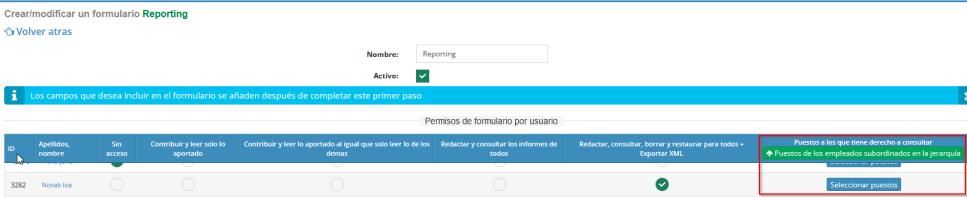 Novedad en el módulo de formularios: opción de visualización de formularios completados según los puestos seleccionados de lo