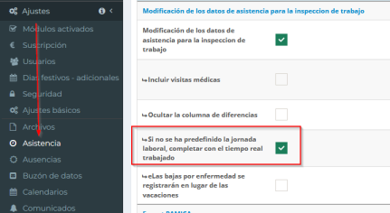 Novedad en el módulo de asistencia: posibilidad de añadir la exportación de la asistencia del empleado con el tiempo de traba