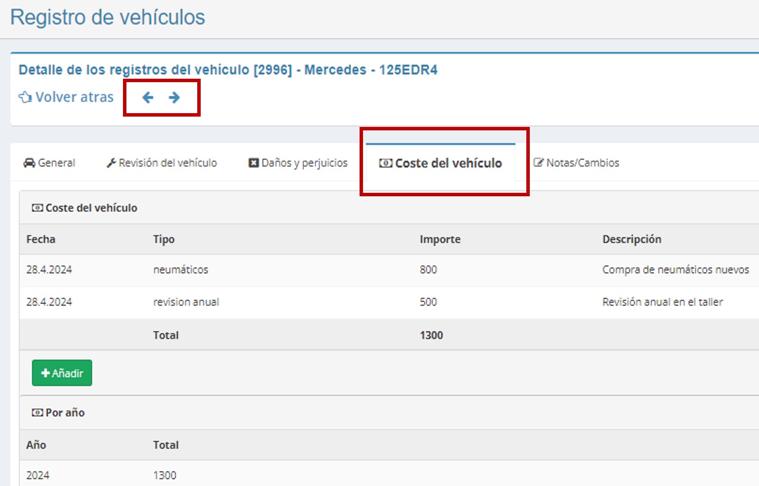 Novedades en el módulo de registro de vehículos: sección de coste del vehículo y otras actualizaciones