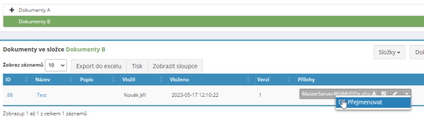Novinka v aplikaci eIntranet.net – možnost přejmenování souborů