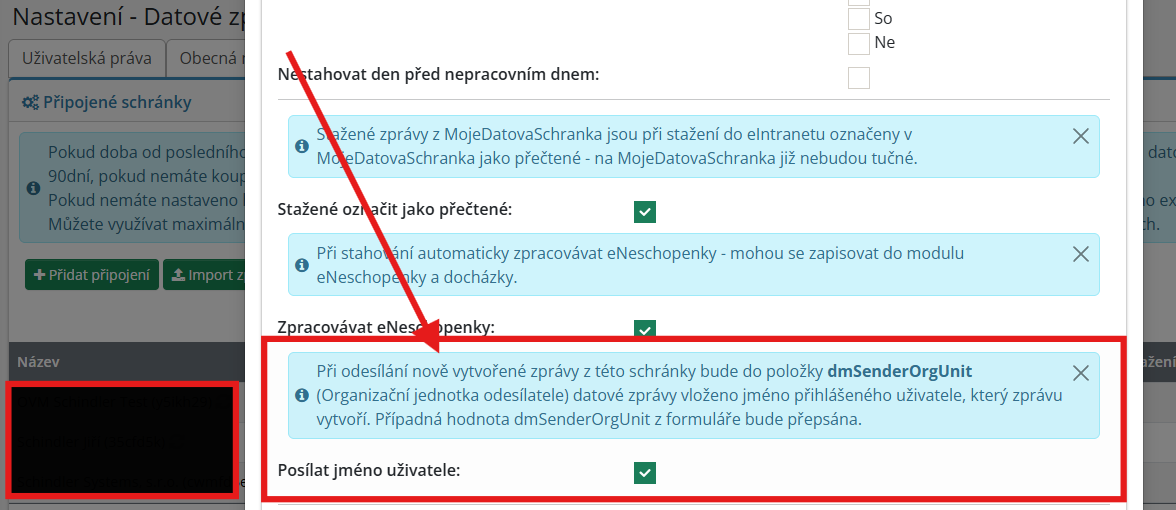 Novinka v modulu Datové zprávy – zobrazení autora datové zprávy