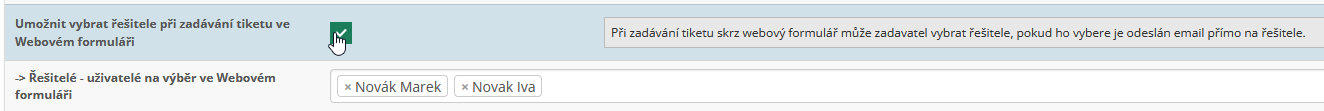 Novinka v modulu HelpDesk – výběr řešitele přímo ve webovém formuláři
