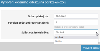 Novinka v modulu galerie - vygenerování odkazu na složku