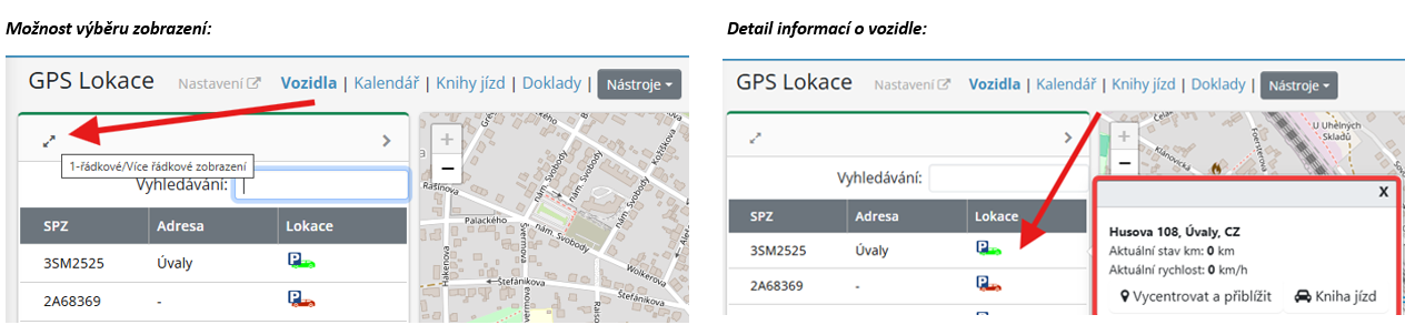 Novinky v modulu GPS lokace – přehlednější zobrazení vozidel