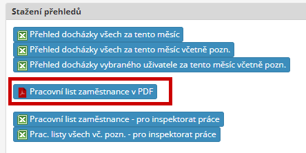 Nové exporty v modulu docházka