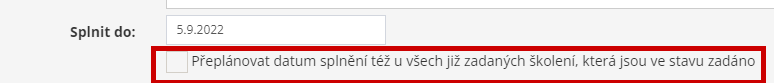 Novinka v modulu školení zaměstnanců