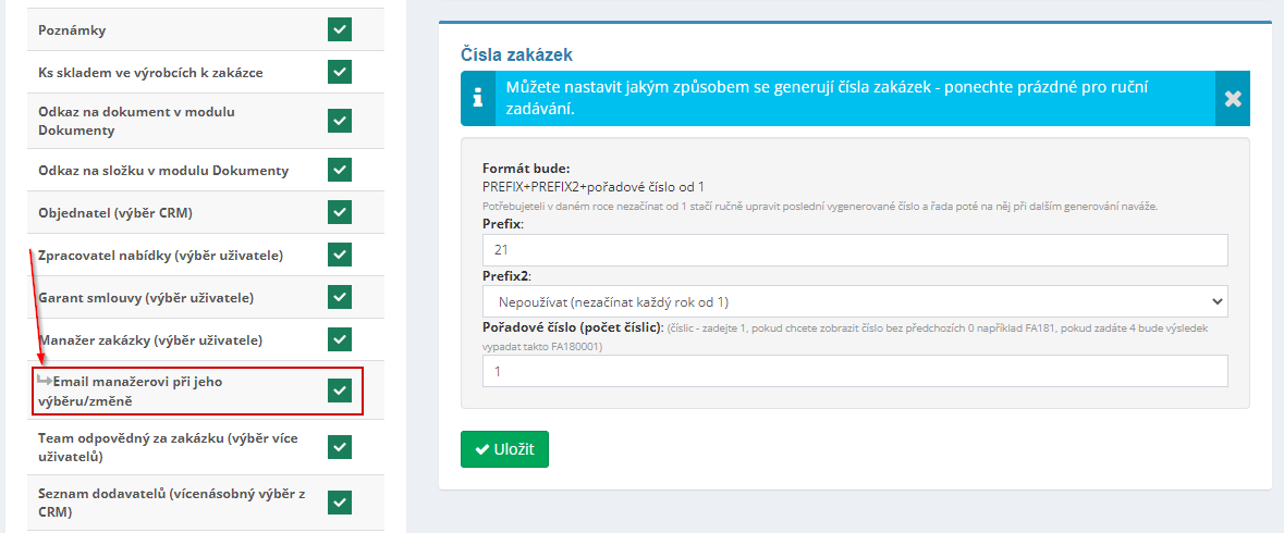 Novinka v modulu zakázky