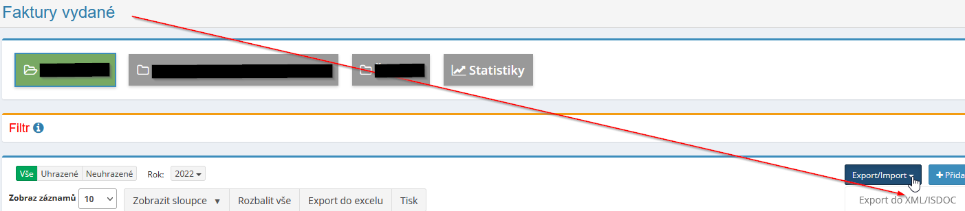 Export faktur vydaných do formátu ISDOC