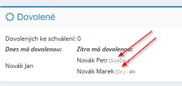 Novinky v modulu dovolené