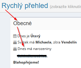 Novinka - narozeniny uživatelů
