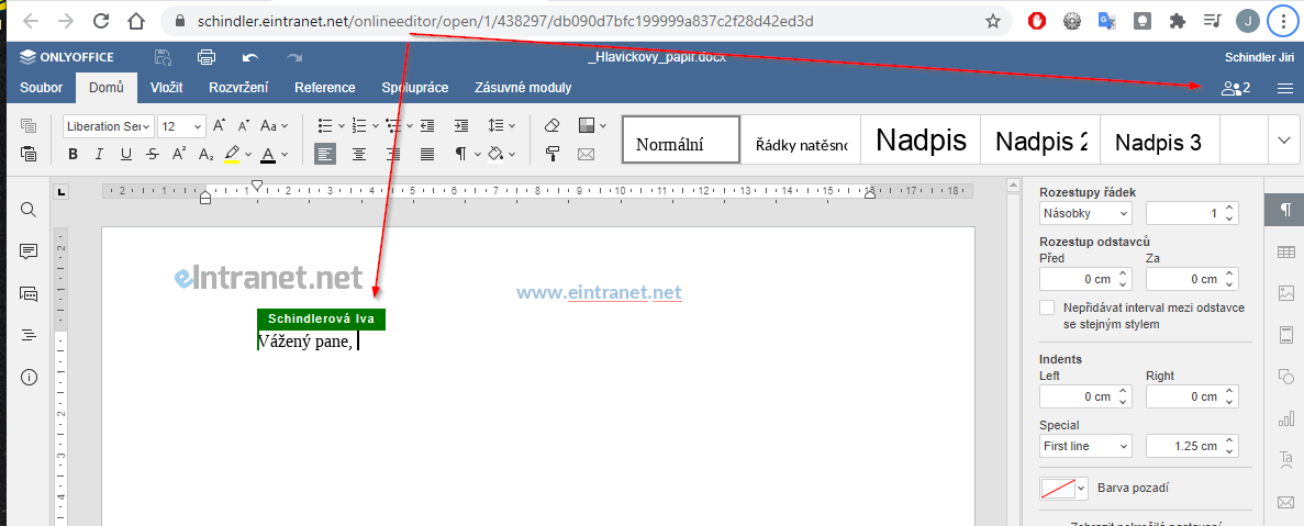Spolupráce v Online editoru