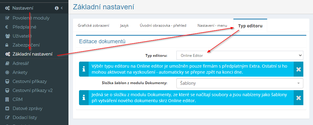 Novinka on-line editor (Word + Excel)