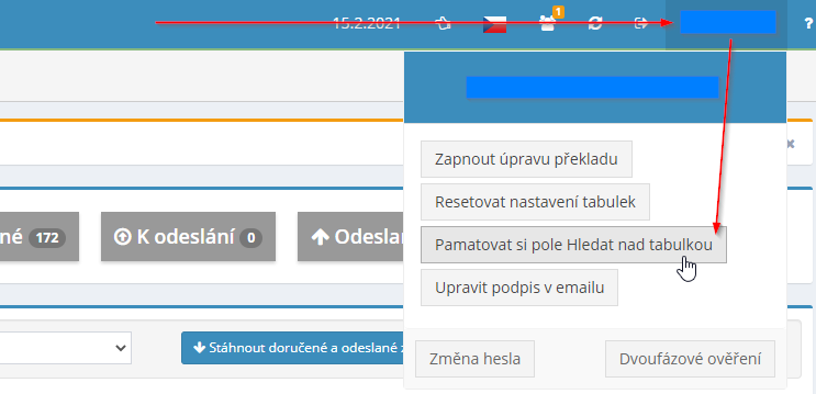 Nová funkce „Pamatovat si pole Hledat nad tabulkou“